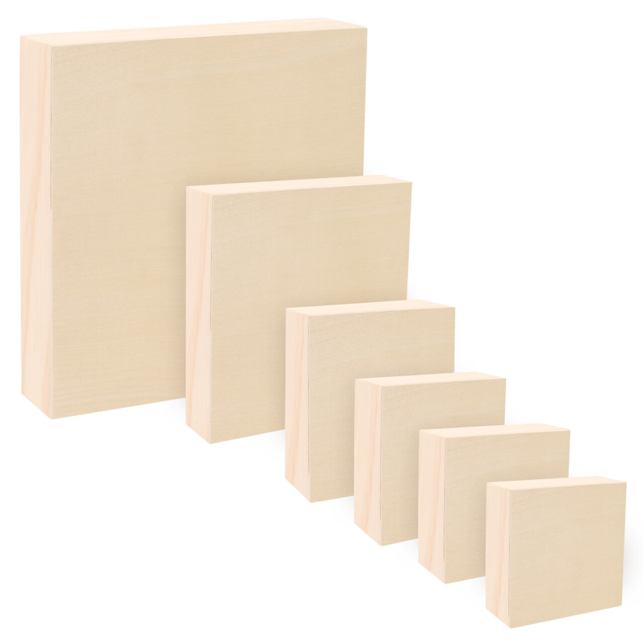 Da Vinci Pro Birch Wood Panel 1-5/8" Deep – Bundle of 6 Square Panels - Fine Textured, Warp Resistant, Lightweight & Rigid – Perfect for Mounting Sanded Pastel or Watercolor Paper, Linen or Canvas
